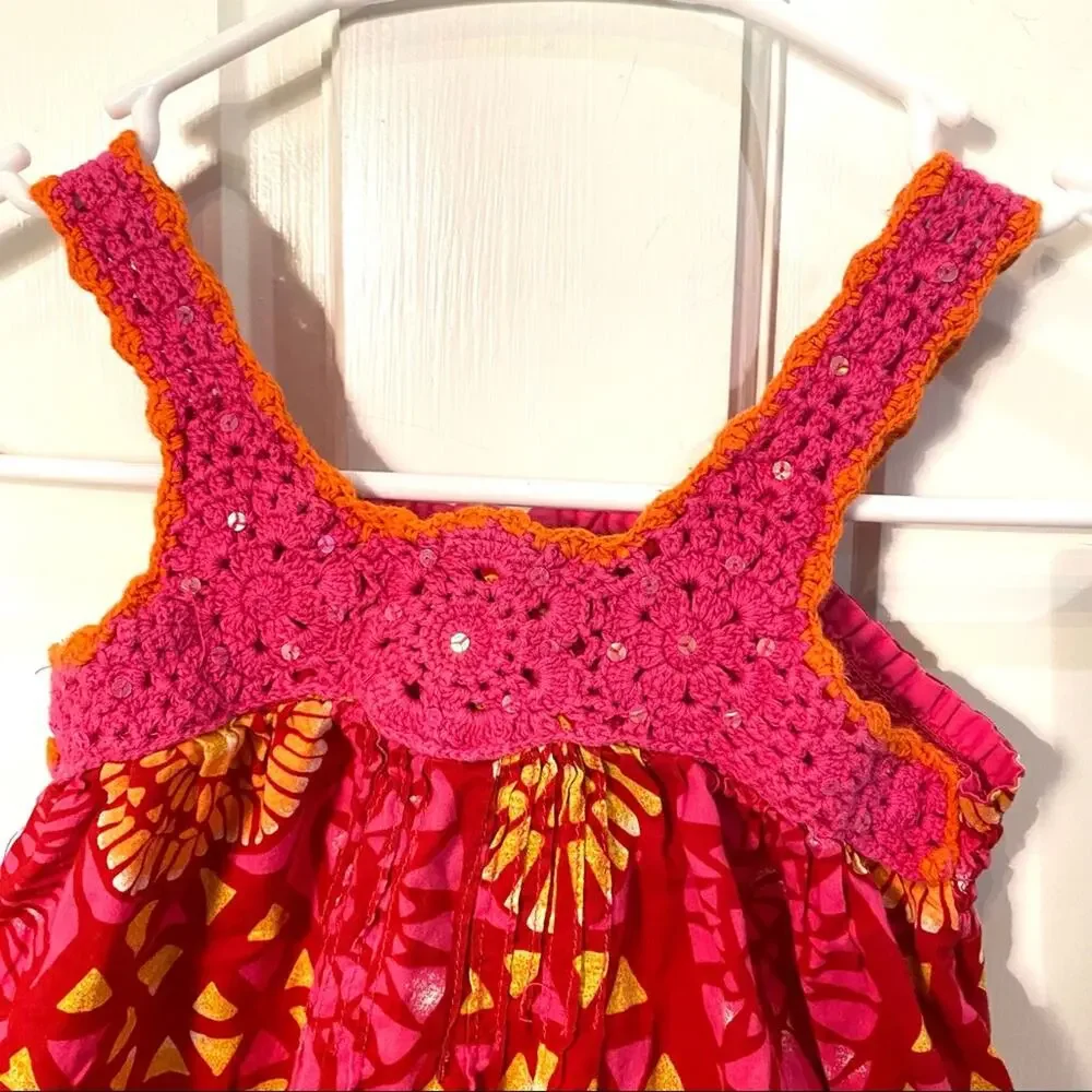 The Children’s Place Dress Girls Size 4 Crochet tank colorful floral XS